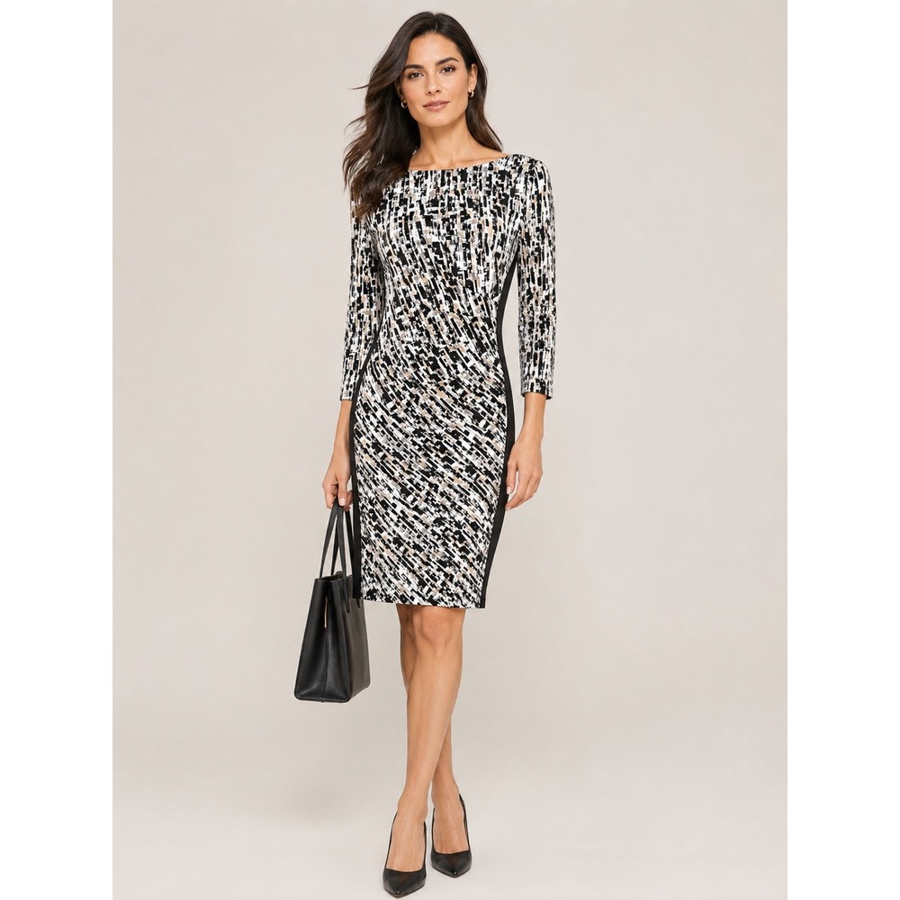 Lauren‎ Ralph Lauren Sheath Dress Womens 4 Black Ruched Career Professional